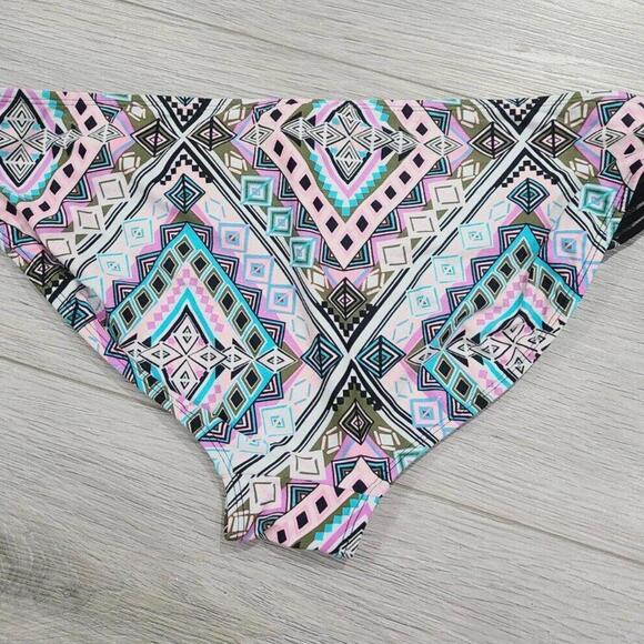 OP Swimsuit Bottom Only Large 11-13 Black Aztec Strappy - Picture 4 of 5